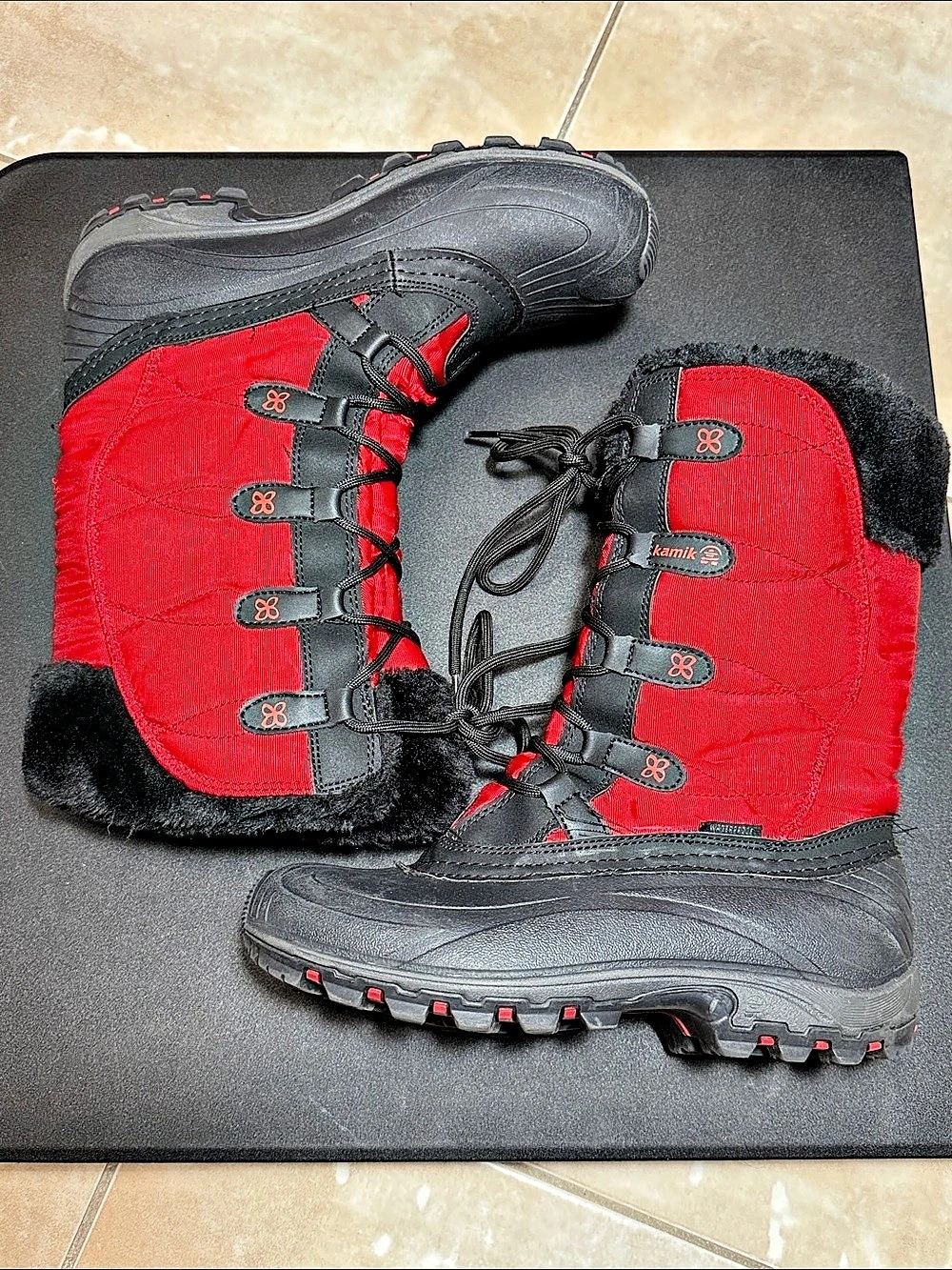 Kamik NK2076 Red Black Winter Boots US 9